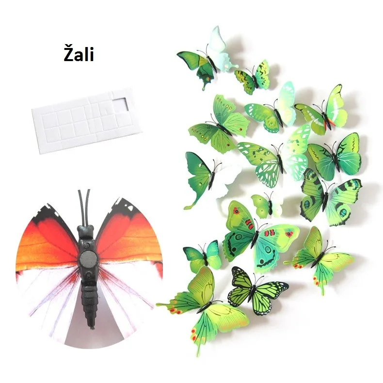 Magnetiniai lipdukai "Žalieji drugeliai 4" (12 vnt.